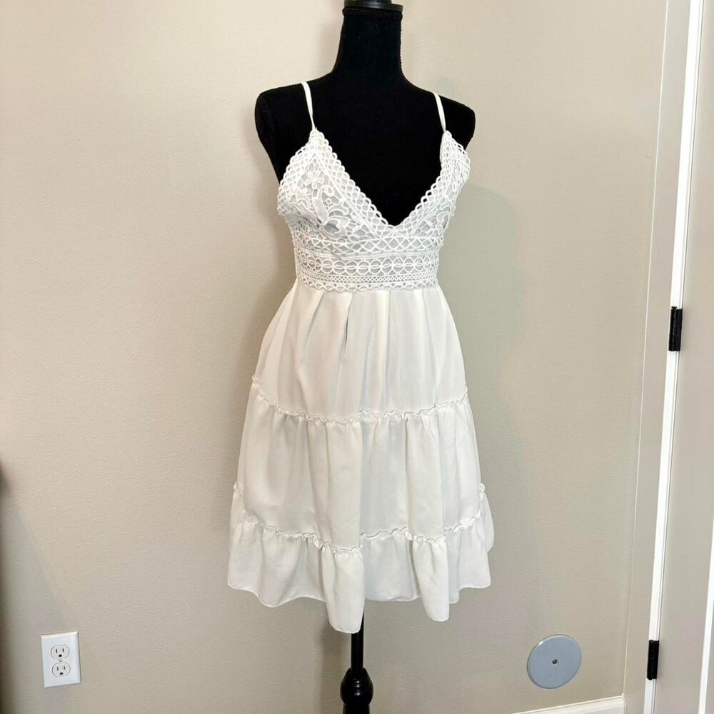 White ruffle summer dress